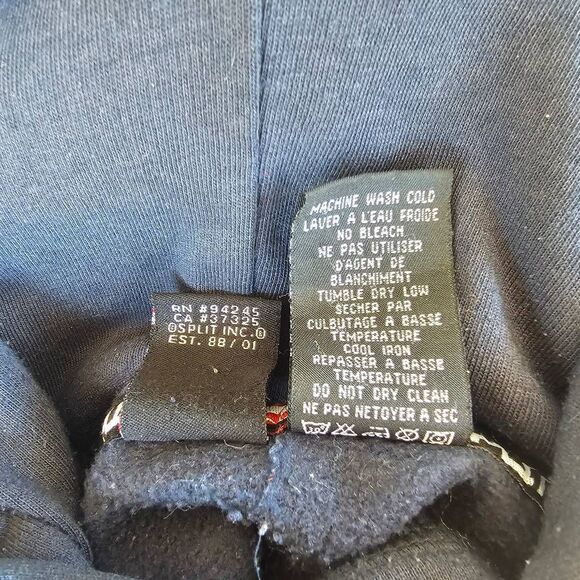 Vintage Split Pullover Hoodie Navy Blue Logo Spellout Men’s XL Skate Surf Y2K - Picture 7 of 7